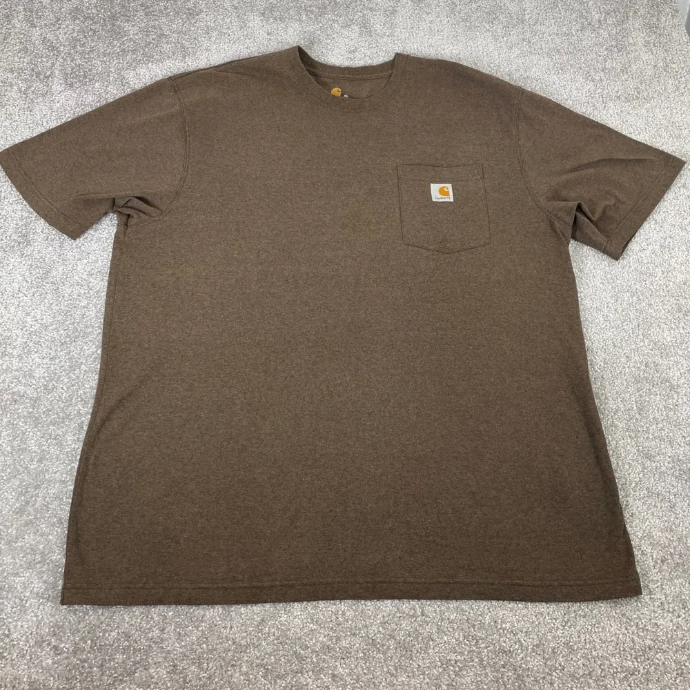 Carhartt T Shirt Mens Extra Large Original Fit‎ Pocket K87 Brown Short Sleeve